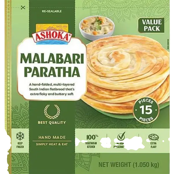 Ashoka: 1kg Malabari Paratha family pack (15 stk)