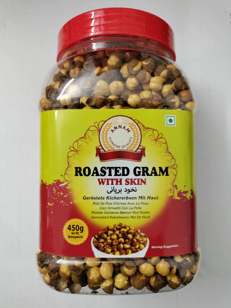 Annam: 450g Roasted Chana With Skin (Jar)