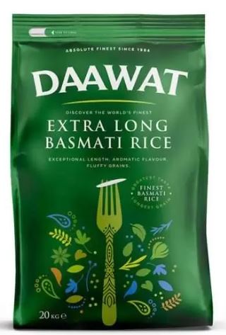 Daawat: 20kg Green Basmati Extra Long Rice