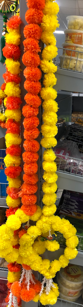 NW Deco: Nr.04 Orange/Yellow Long Haar ring with peacock