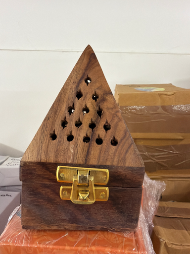 NW: wooden pyramid dhoop stand