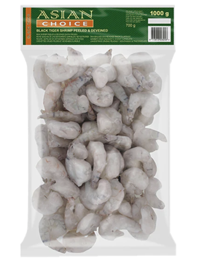 Asian Choice: 1kg Black Tiger Shrimp Garnele P&D