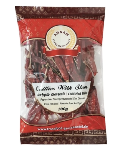 Annam: 100g Red Chilli Stem Dried