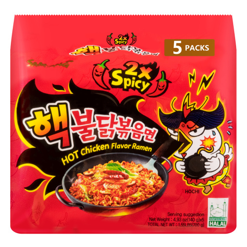 Samyang/Buldak: (5x140g) Noodles 2xHot Chicken